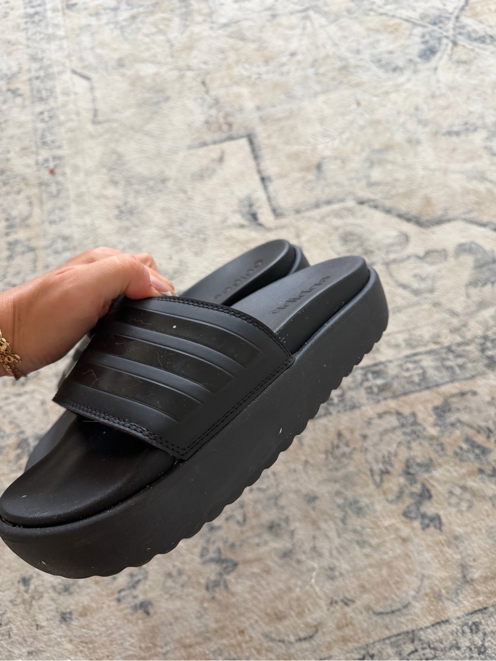 Adidas Black Platform Slide Sandals - Women